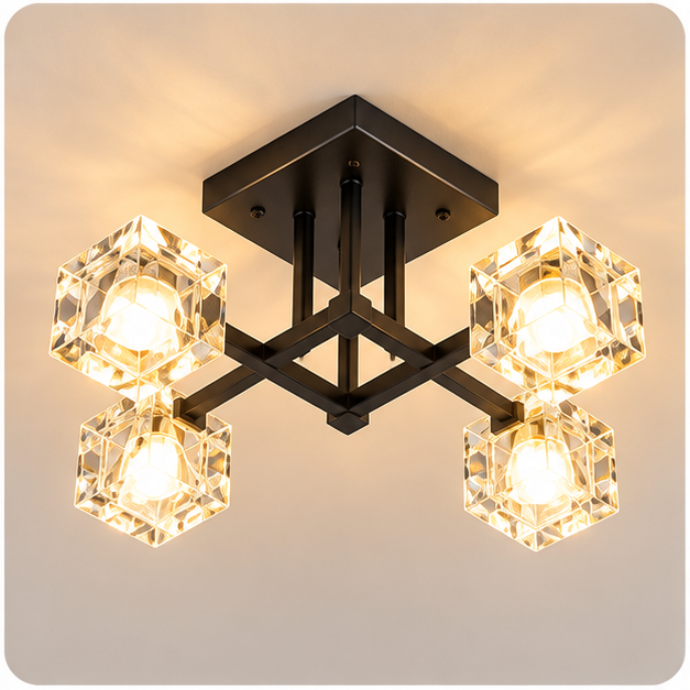 Crystal Cube Ceiling Light on light background