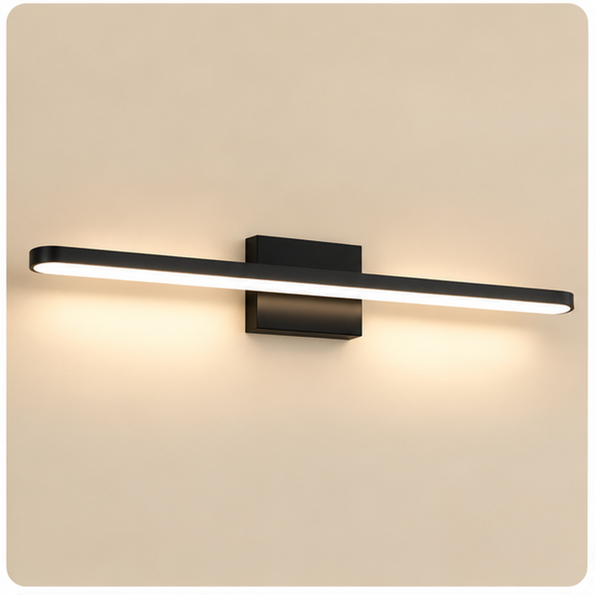 Lucello modern linear LED vanity light on beige background