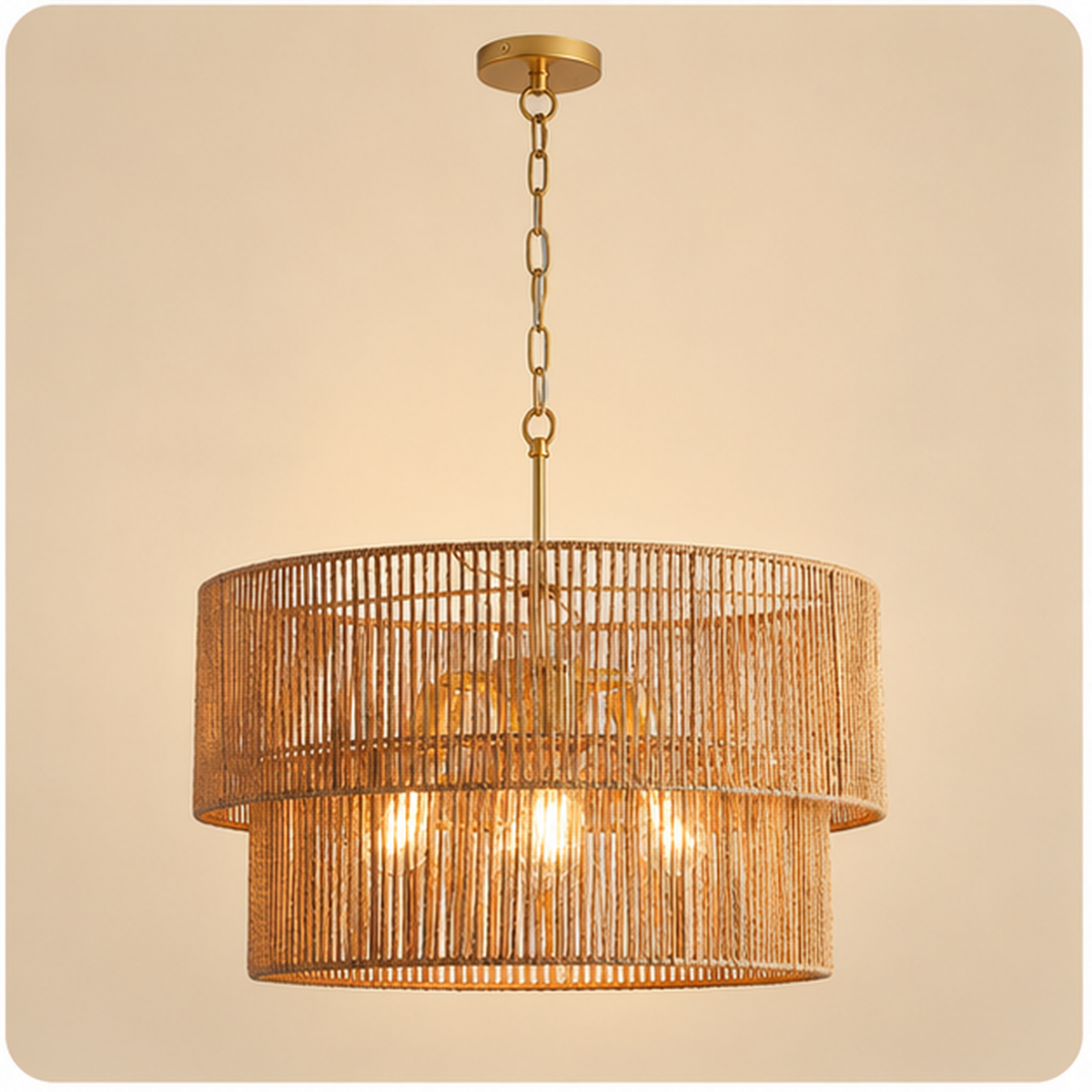 Lucello handwoven rattan chandelier clean product image