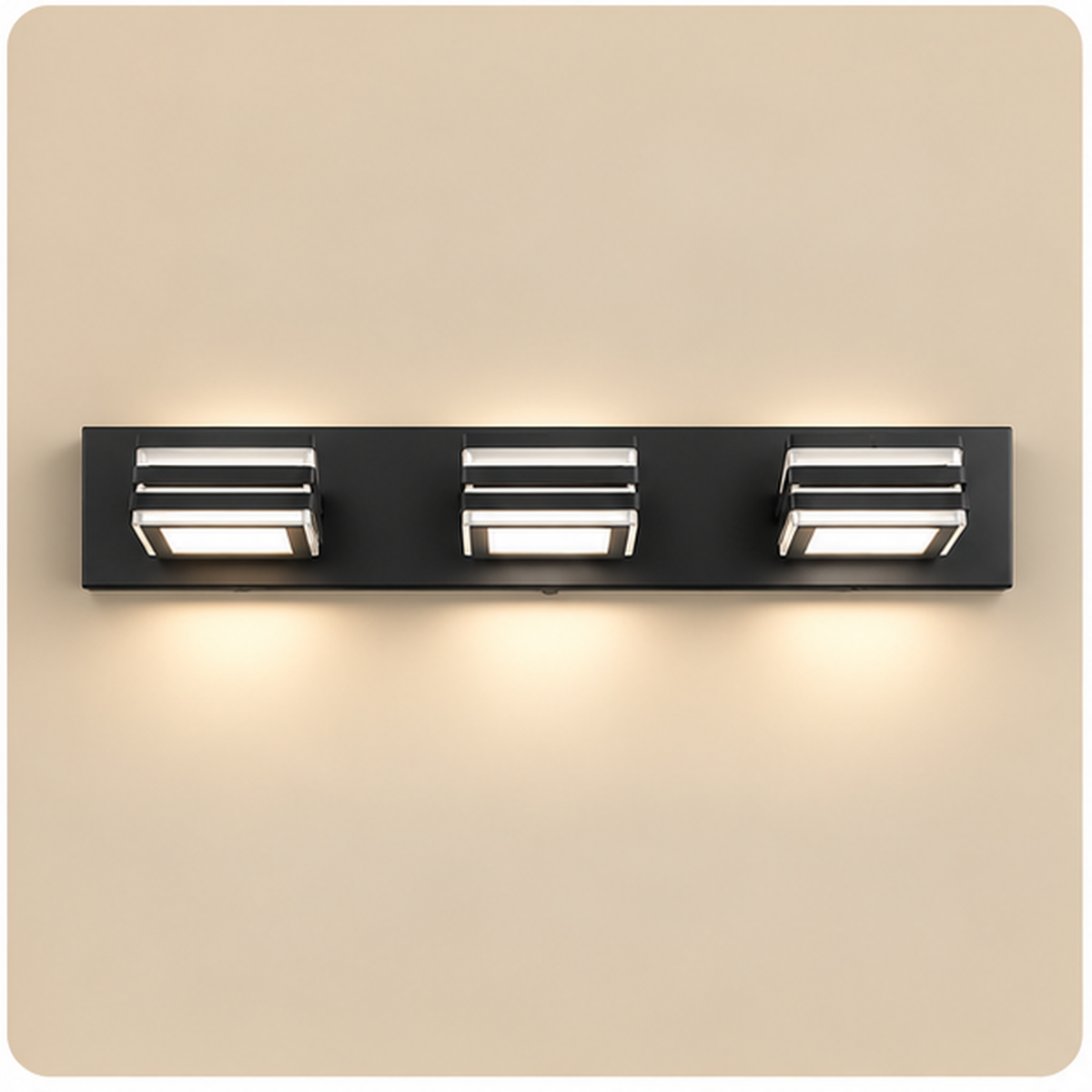 Lucello matte black three-head swivel LED vanity light