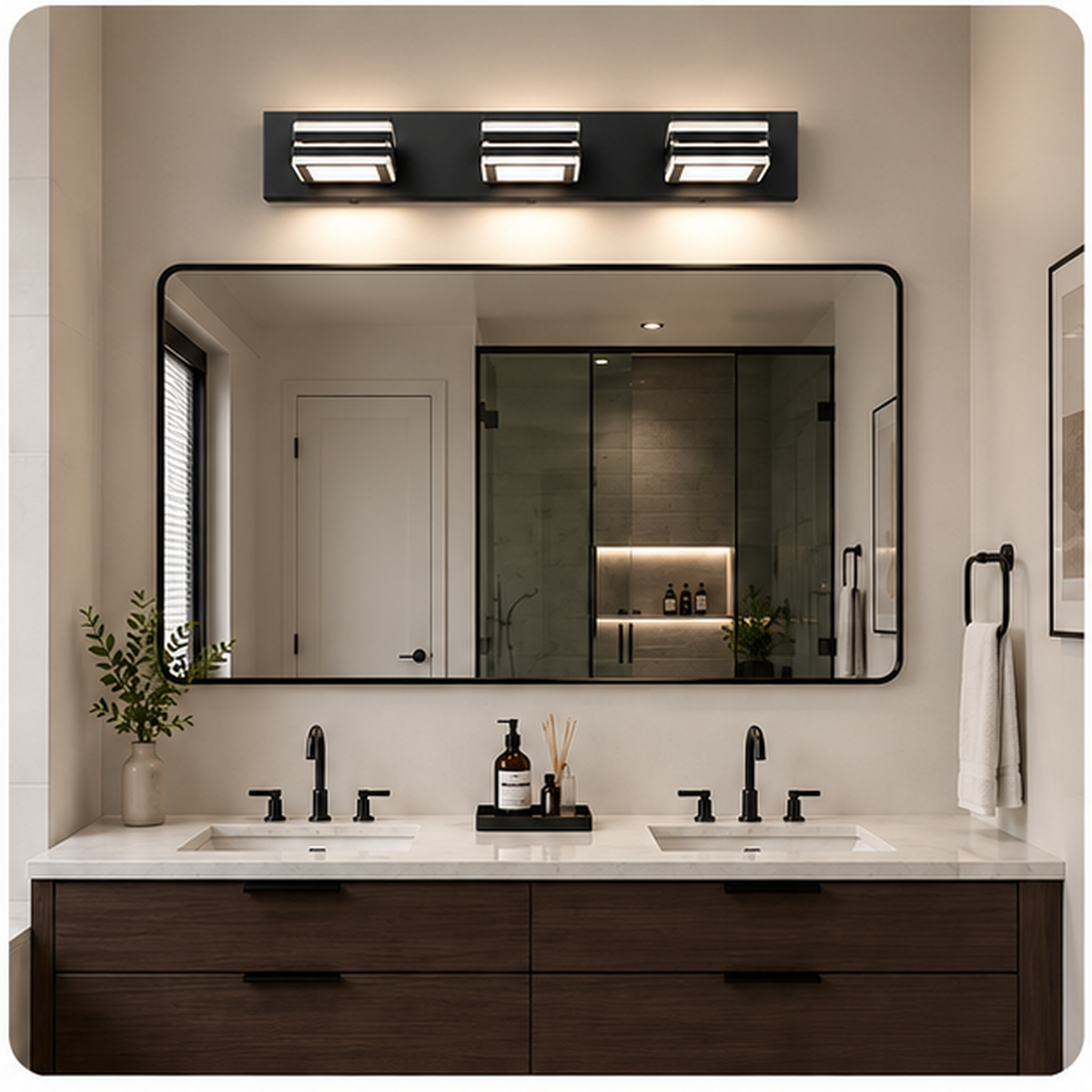 Matte Black LED Vanity Light | Adjustable Bathroom Mirror Light