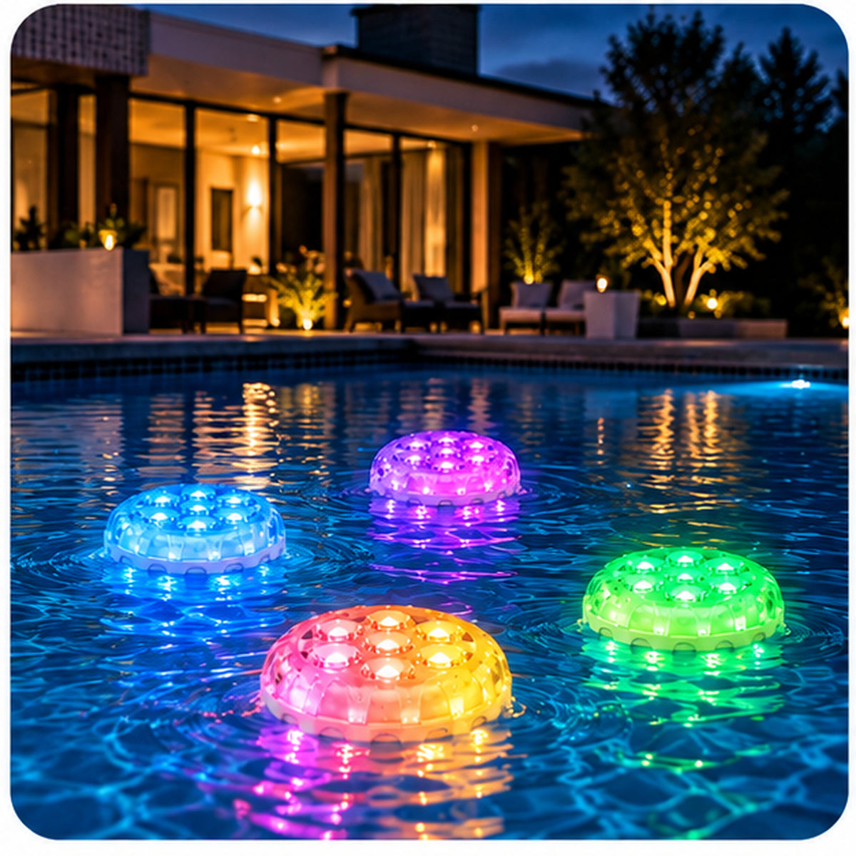 Rechargeable RGB LED Pool Lights | Color Changing Waterproof Lights