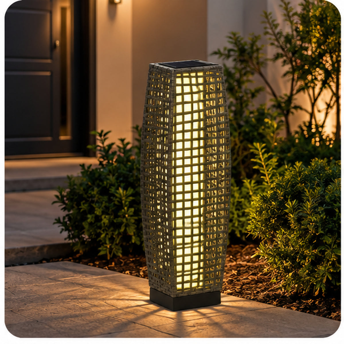 Solar Rattan Outdoor Floor Lamp | Patio & Garden Lighting