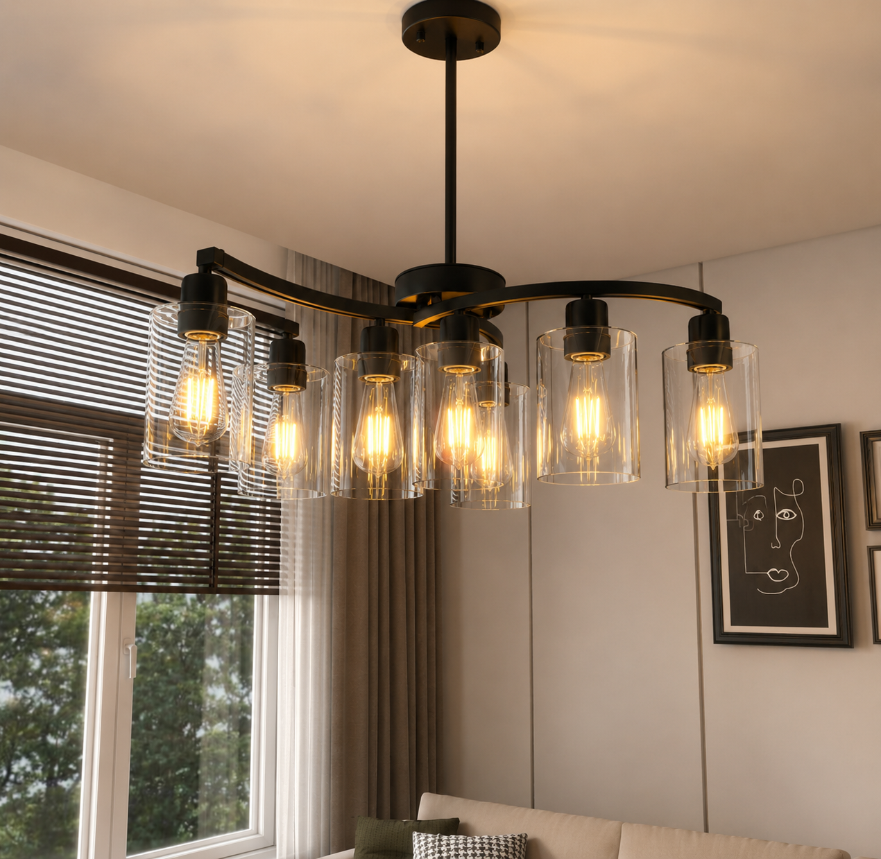 9-Light Black Chandeliers