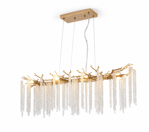 Crystal Strand Golden Pendant Light