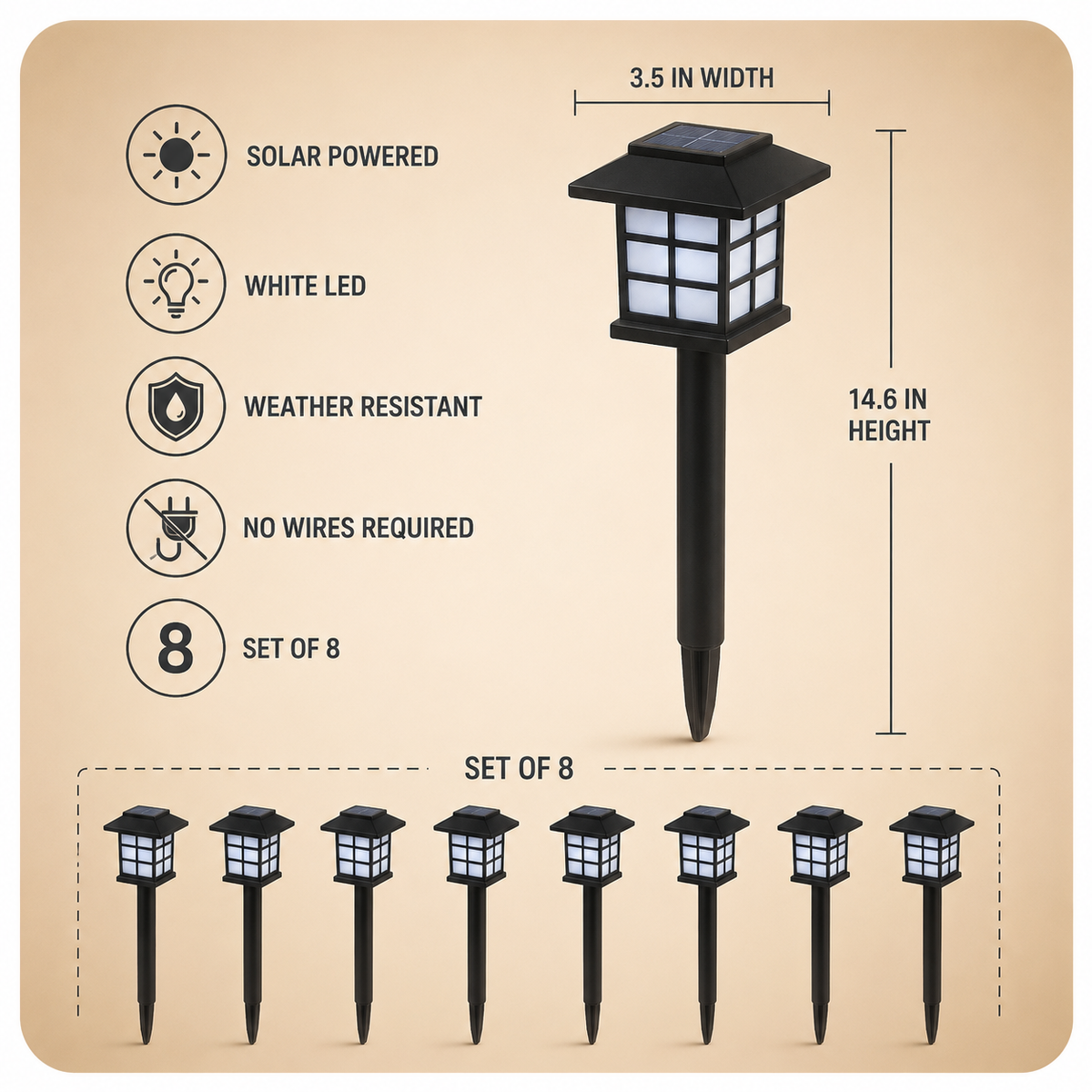 8pcs Solar Lantern Lights