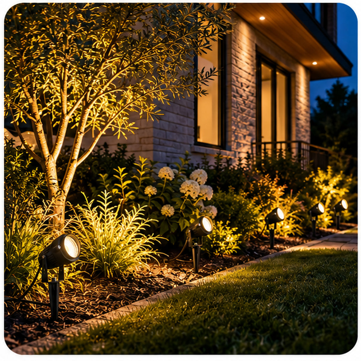 LED Landscape Spotlights modern garden scene