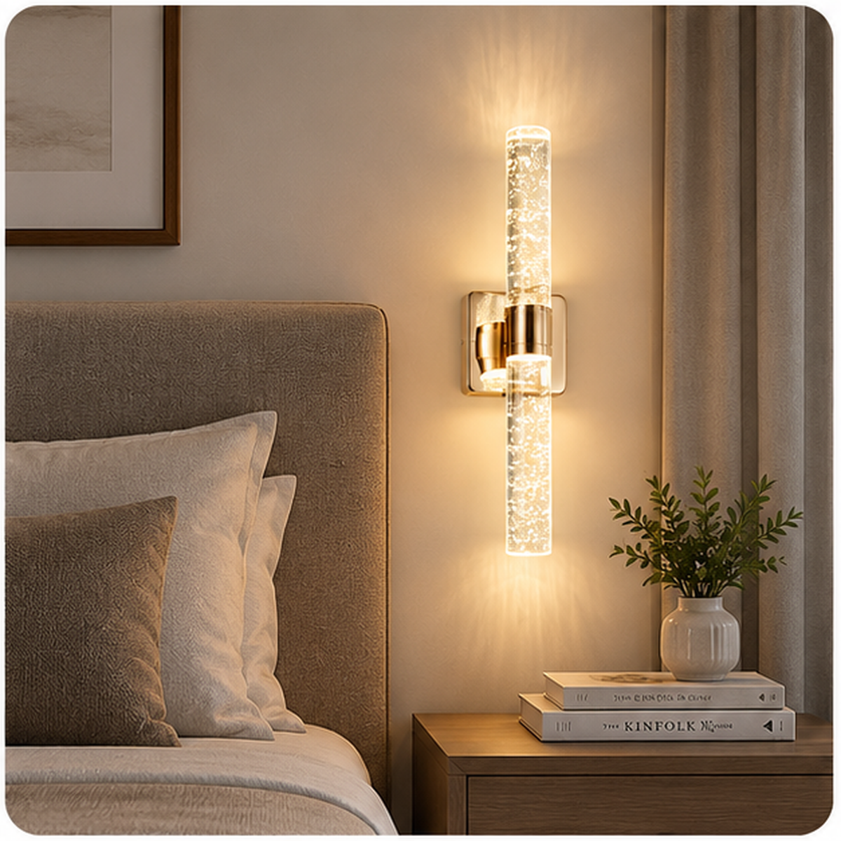 Lucello crystal wall sconce in modern bedroom