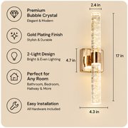 Lucello crystal wall sconce features and dimensions