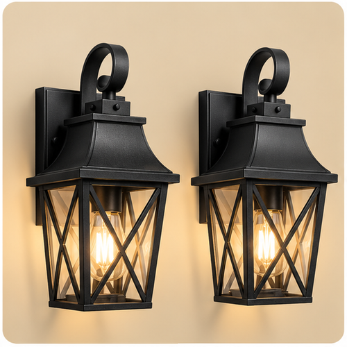 Lucello modern outdoor wall lantern 2 pack