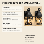 Lucello outdoor wall lantern features and dimensions